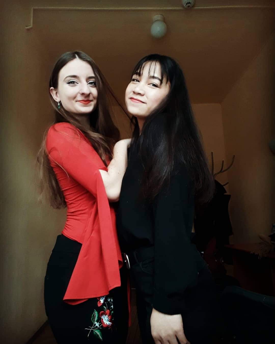 Milanka and her friend, pianist Hoa Ngoc Ha before a concert in Bucharest, Romania